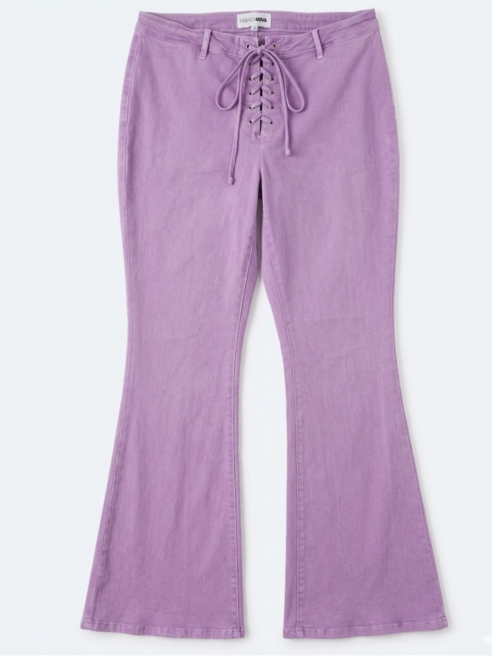 Fashion Nova Lavender Lace Up High Waist Boot Cut Jeans Purple Denim Y2K - Picture 2 of 6